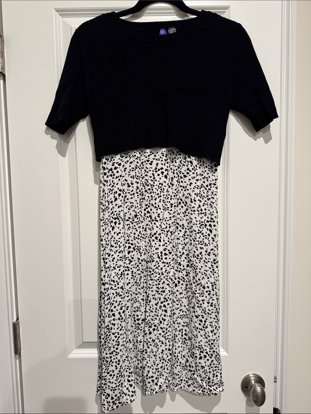 Seraphine Black & White Midi Dress with Animal Spot Print